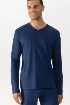 Herren Mey Langarm-T-Shirt Serie Solid Night