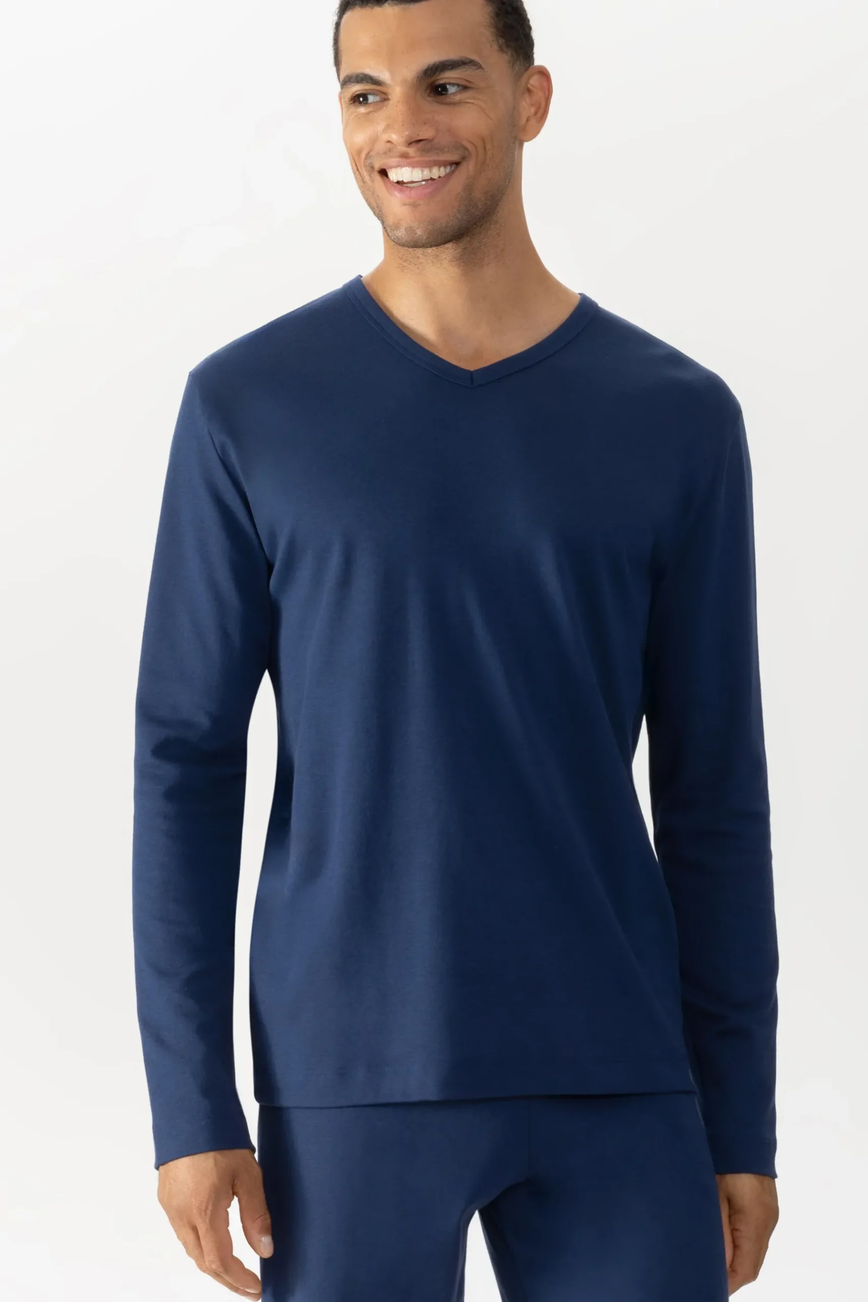 Herren Mey Langarm-T-Shirt Serie Solid Night