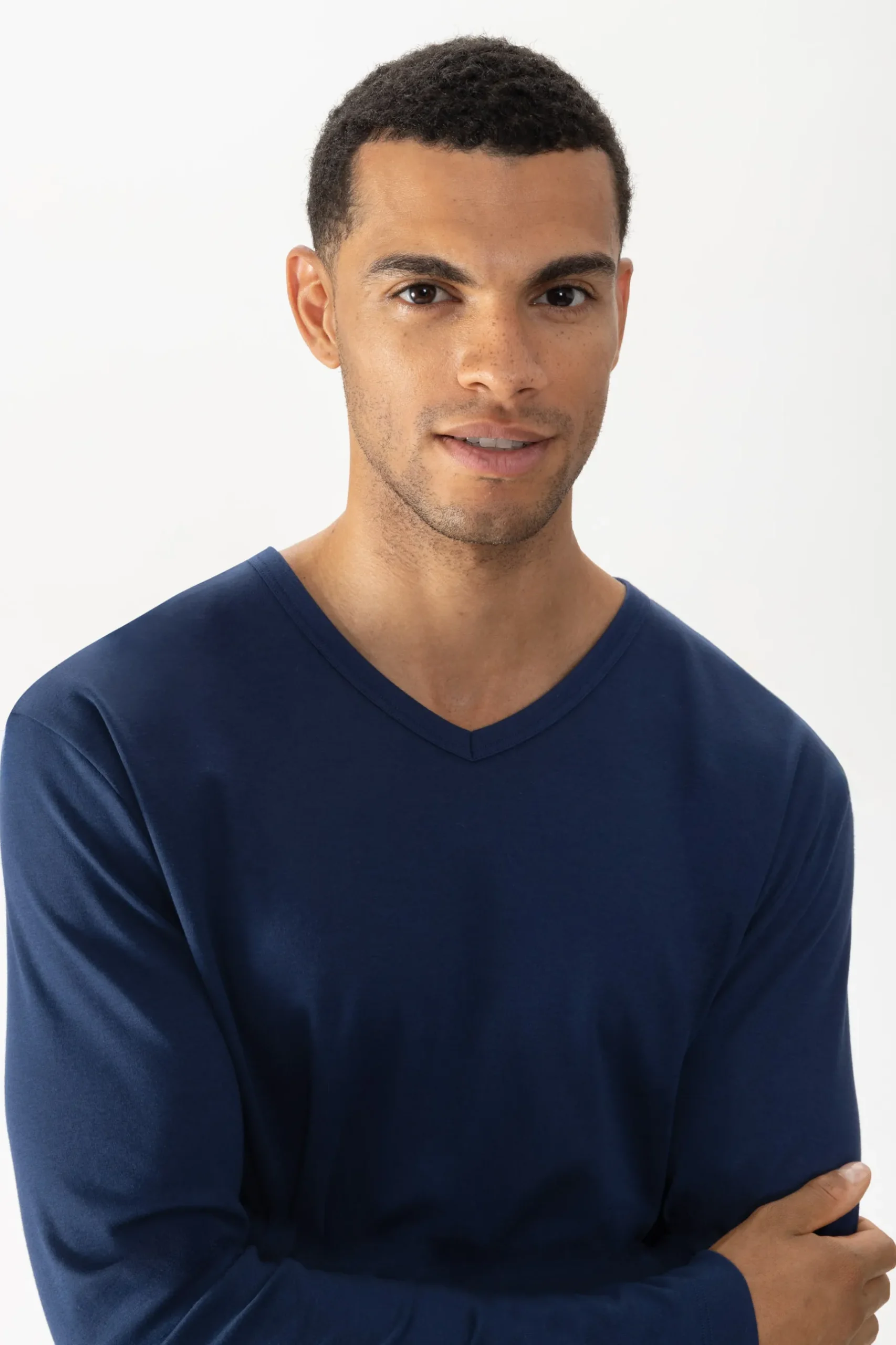 Herren Mey Langarm-T-Shirt Serie Solid Night