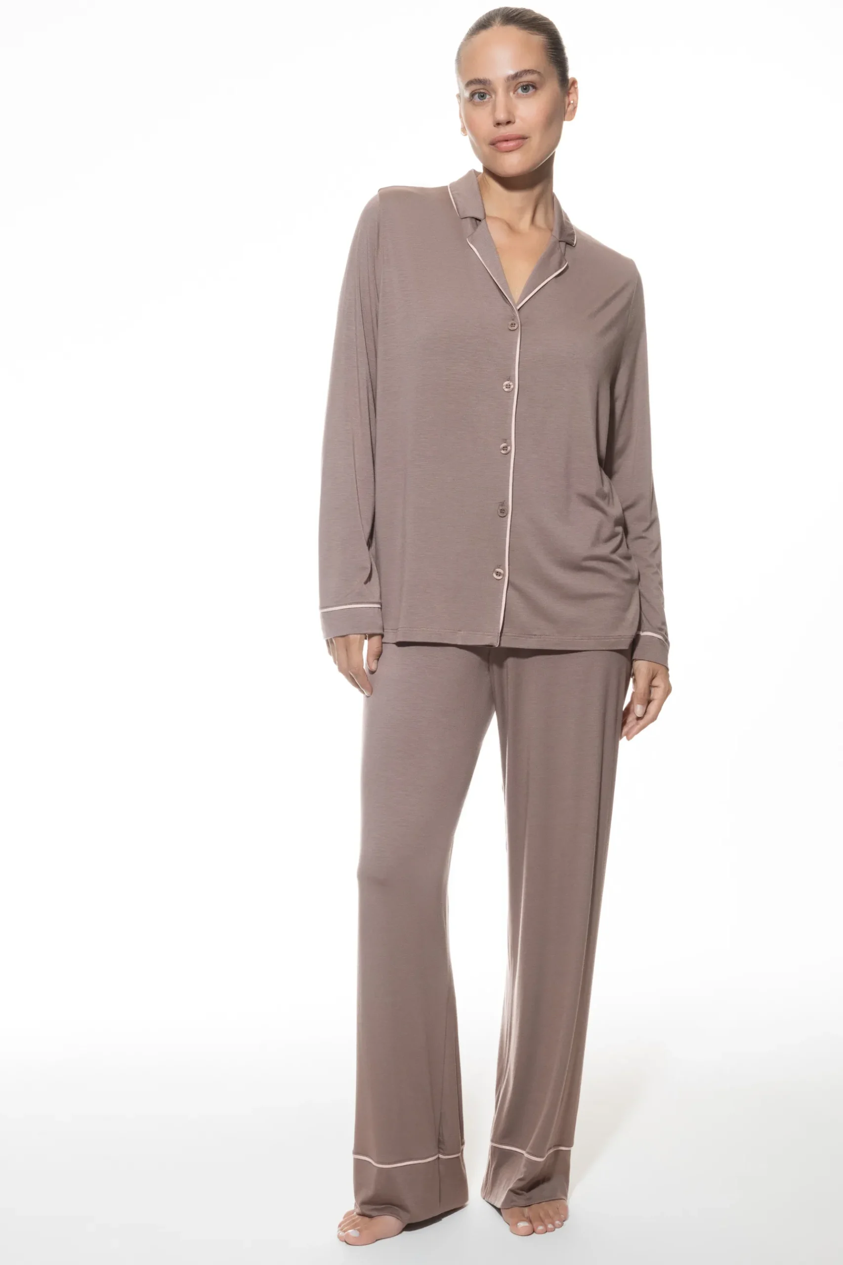 Damen Mey Langer Pyjama Serie Pure Chic