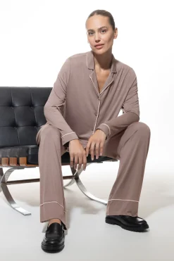 Damen Mey Langer Pyjama Serie Pure Chic
