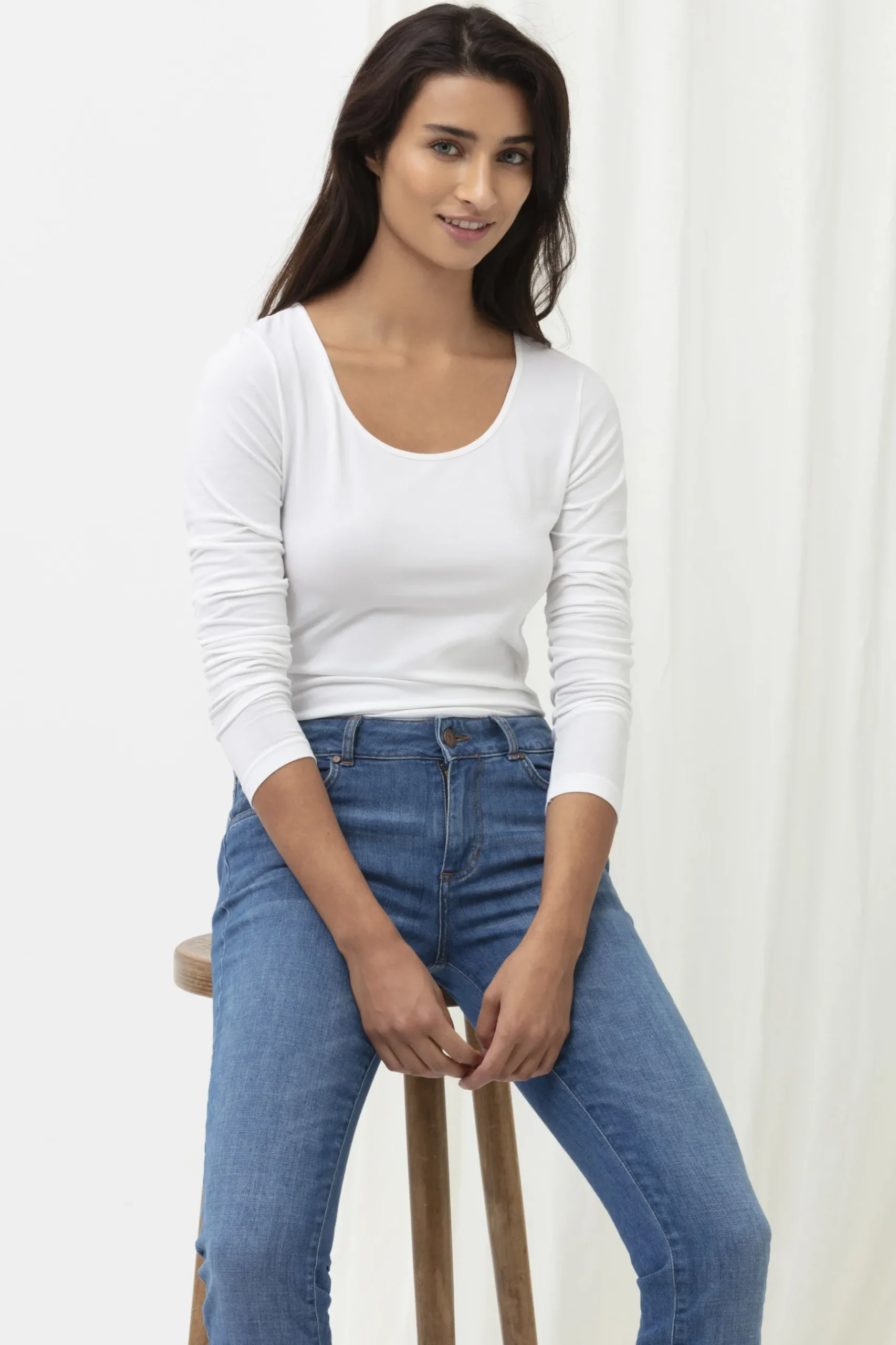 Damen Mey Shirt langarm Serie Cotton Pure